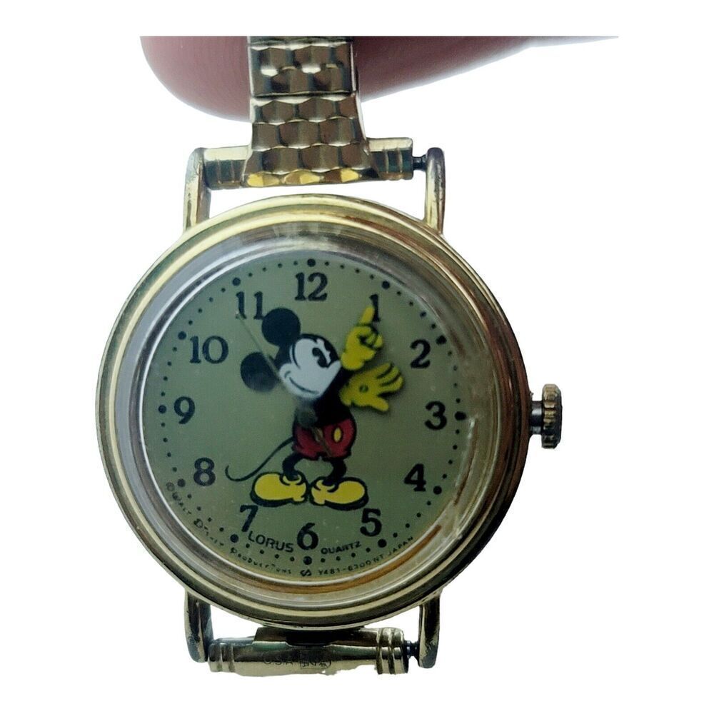 Lorus Vintage Mickey‎ Mouse Gold Tone Wristwatch Y481-1190 A1 New Battery READ